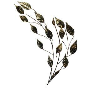 Brass Gold Leaves Curved Wall Hanging Homco Home Interior 1970s MCM Granny Vtg